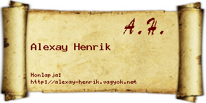 Alexay Henrik névjegykártya